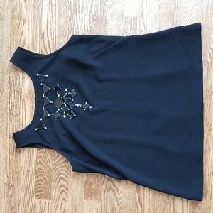 (L) Dex Beaded Blingy Tank Top Blouse Bejeweled Sparkly Evening